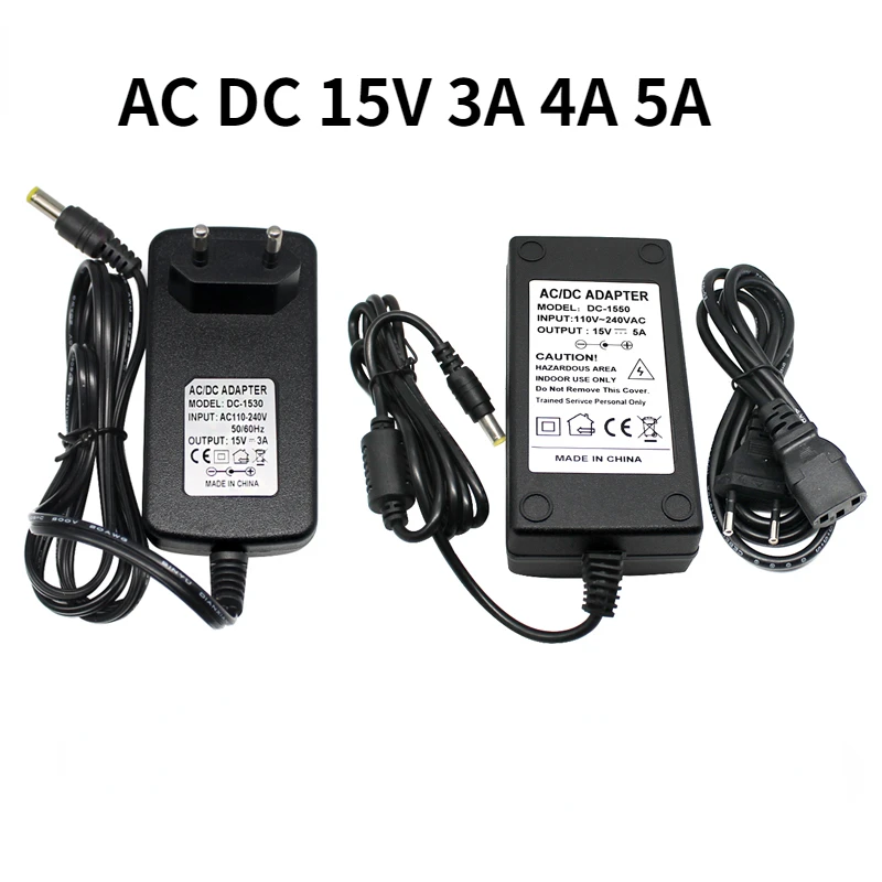 

15V 3A 4A 5A AC/DC Adapter Switch Power Supply Charger EU US AC 110V 220V For LED light strips CCTV