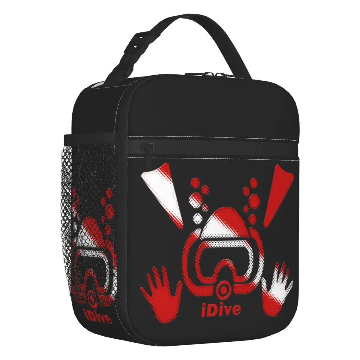 

Custom Scuba Dive Aqua Red IDive OK Lunch Bag Women Cooler Warm Insulated Lunch Boxes for Student School