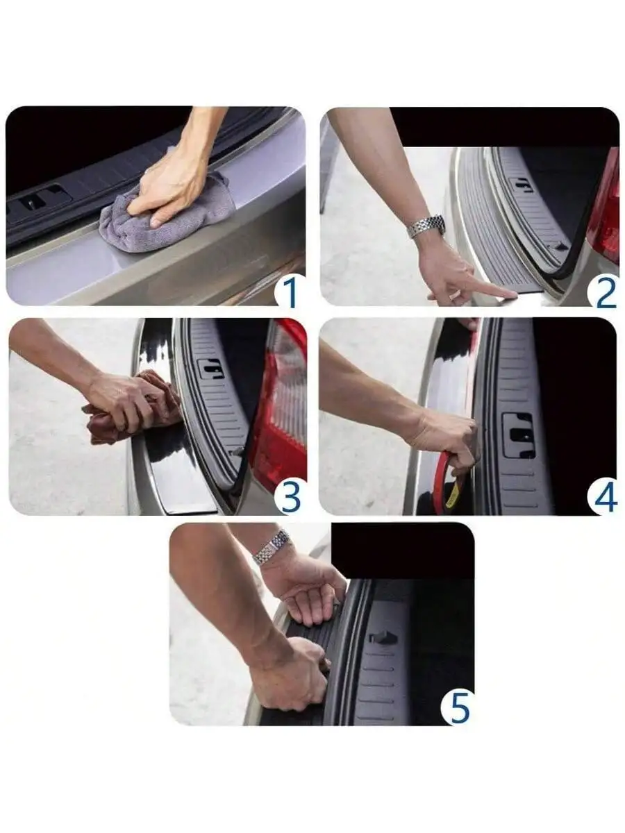 Car Rear Bumper Guard Protector, 35inch Anti - Collision Patch Anti - Scrape Black Rubber Universal Trunk Door Entry Guards