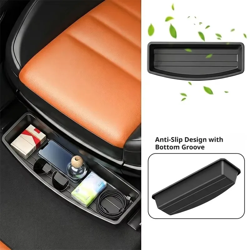 Universal Car Under Seat Pull-Out Drawer ABS Storage Tray Anti-Slip Organizer Box for Auto Interior Accessories