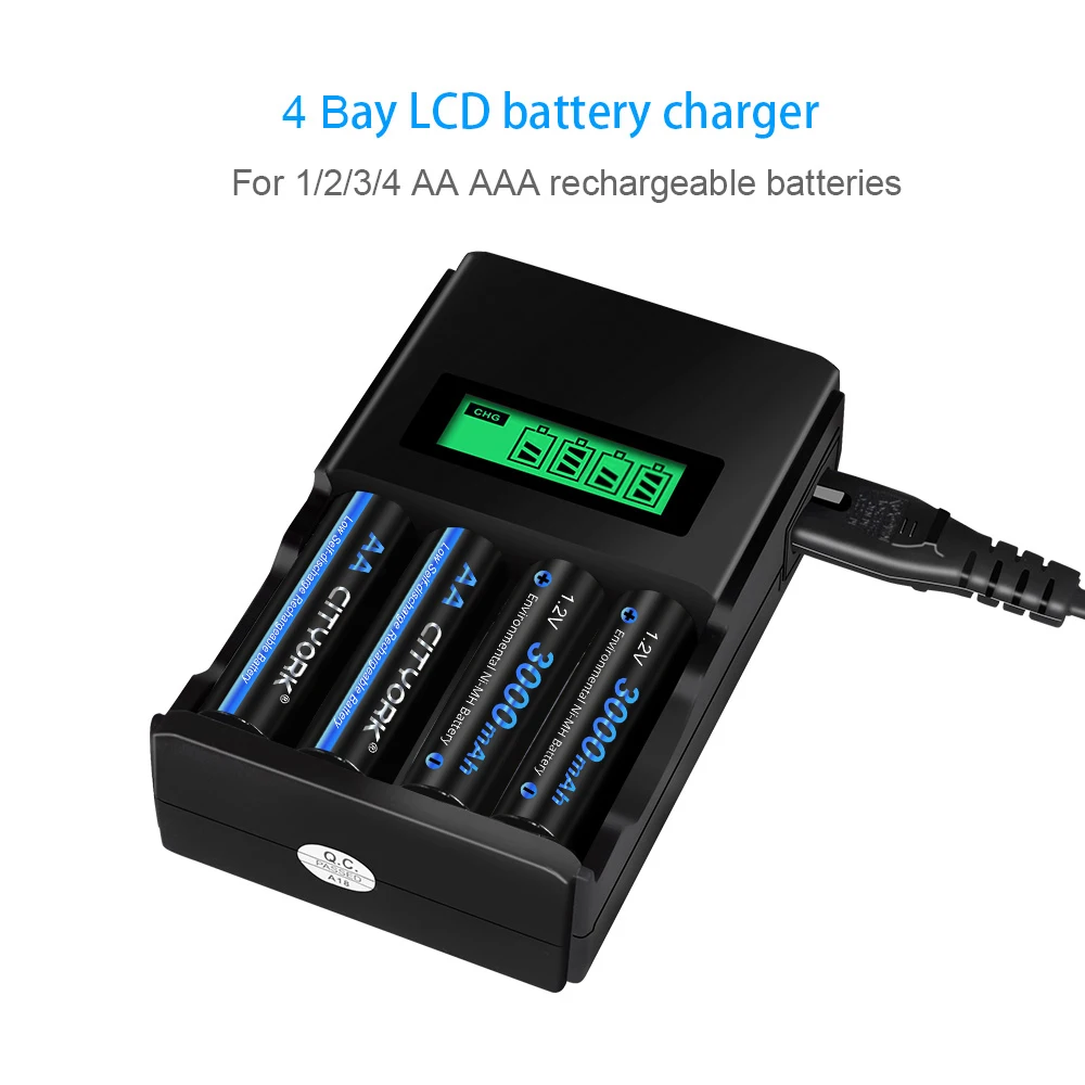 Baterai Isi Ulang CITYORK 1.2V AA 1.2V AA 3000MAh NI-MH Baterai AA Isi Ulang Bateria untuk Kamera Senter Led Mainan Mobil