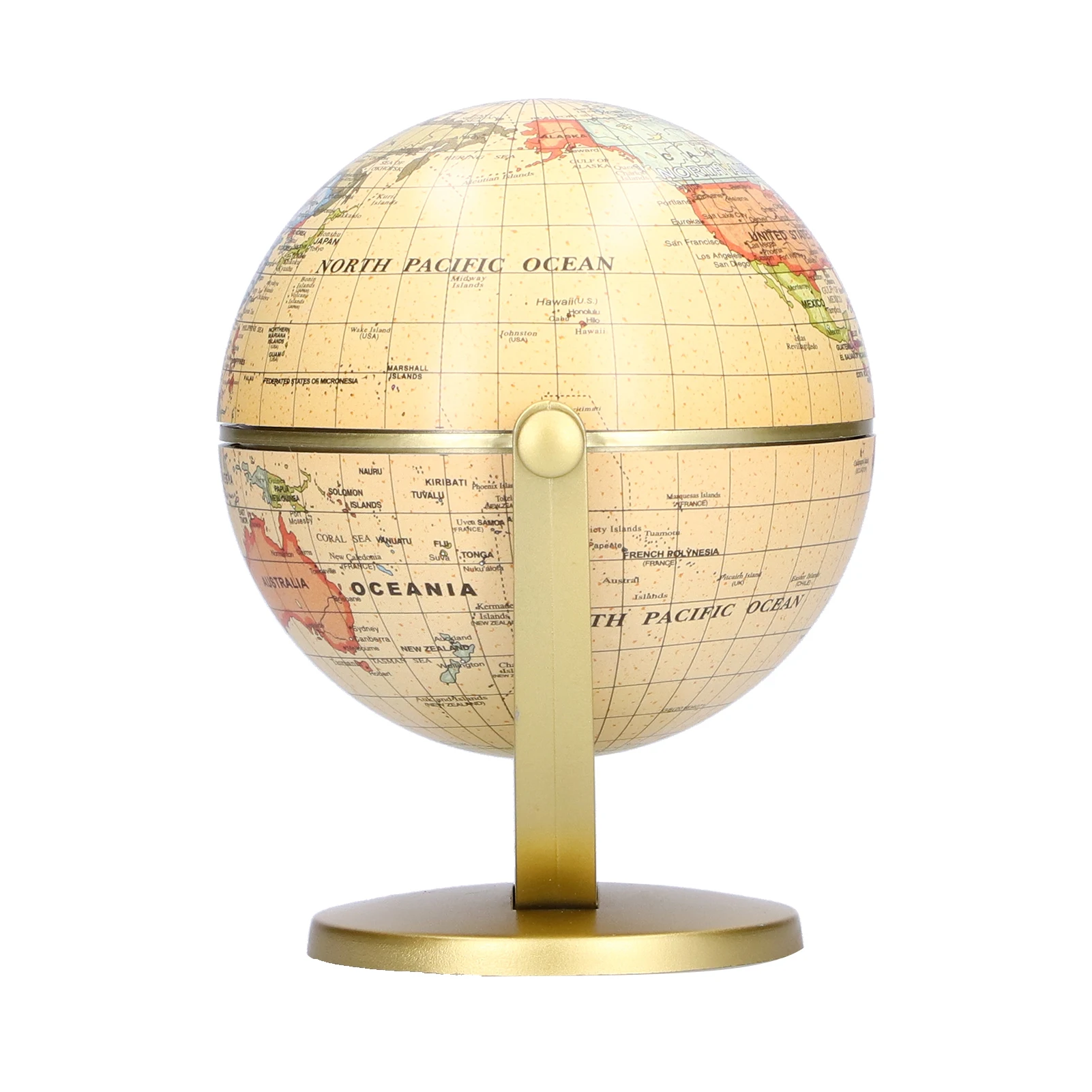 Vintage World Map Globe with Stand English Edition Desktop Rotating Earth Geography Globe Decor for Home School Teaching Tool