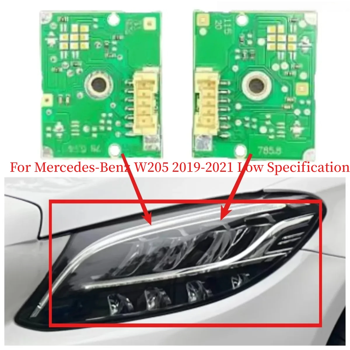 Headlight Accessory For Mercedes-Benz W205 2019-2020 Low Specification New White Angle Eyes LED Daytime Running Light DRL Board