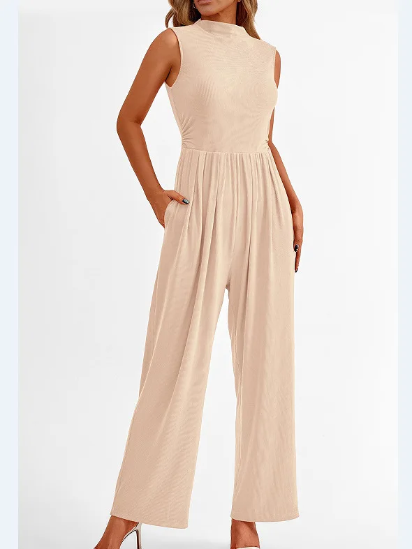 

Свободный комбинезон с широкими штанинами, женские однотонные комбинезоны, уличные длинные брюки из полиэстера, весенний сезон, китайский заказ