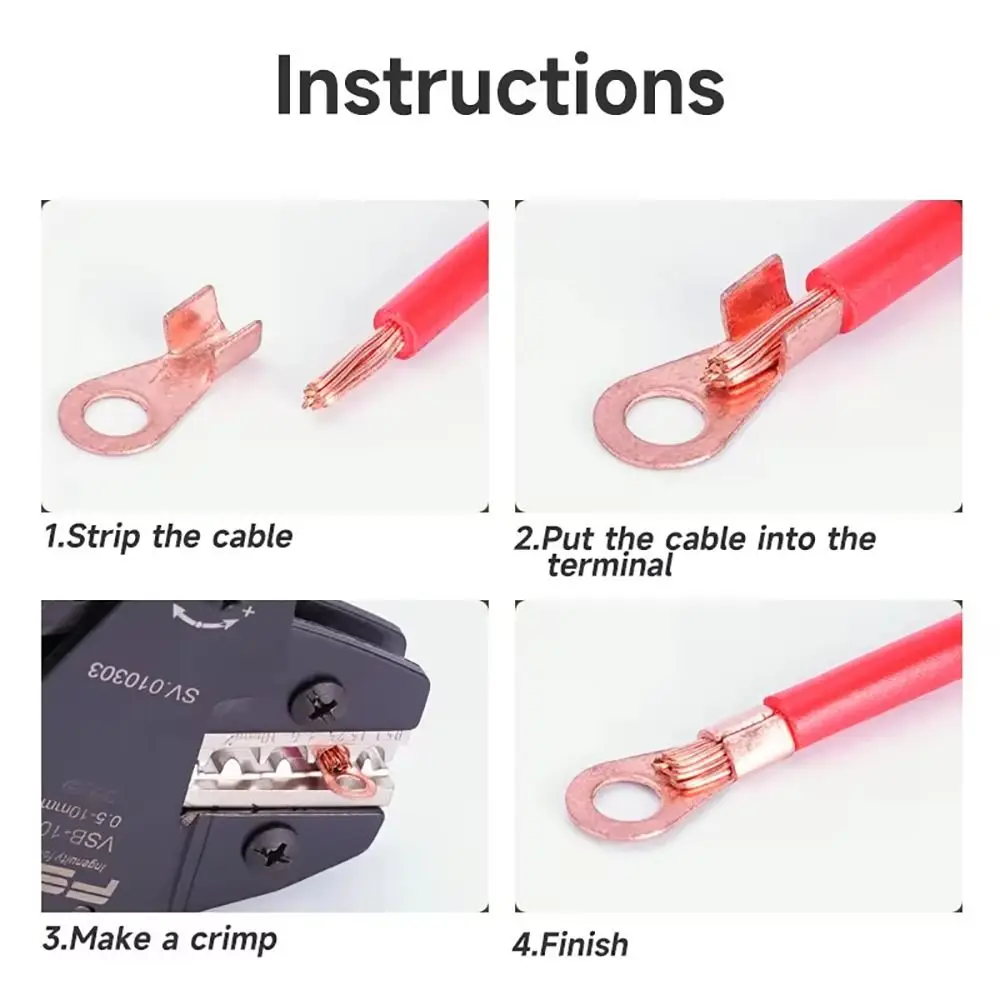 5/10Pcs OT Type OT Wire Nose Terminal Crimp Copper Bolt Hole OT Cable Connector Kit 10A-400A 1.5-16mm2 OT Lugs Ring Crimp