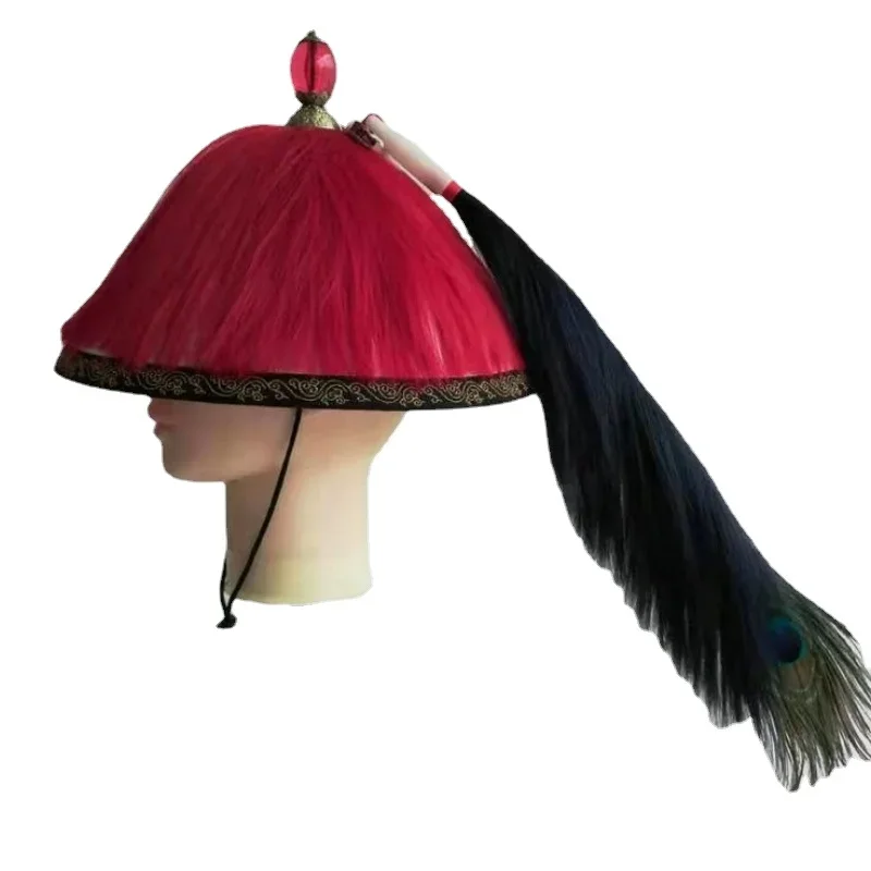 Qing Dynasty Official Hats Men Ancient Chinese Cap Costume Film and Television Performance Headdress Traditional Hanfu Cosplay