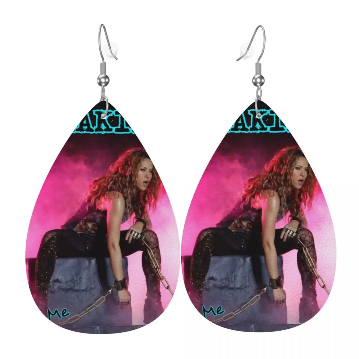 Custom Shakira Singer Star Leather Earrings for Women Songs Music Teardrop Dangle Earrings Jewelry Accessories