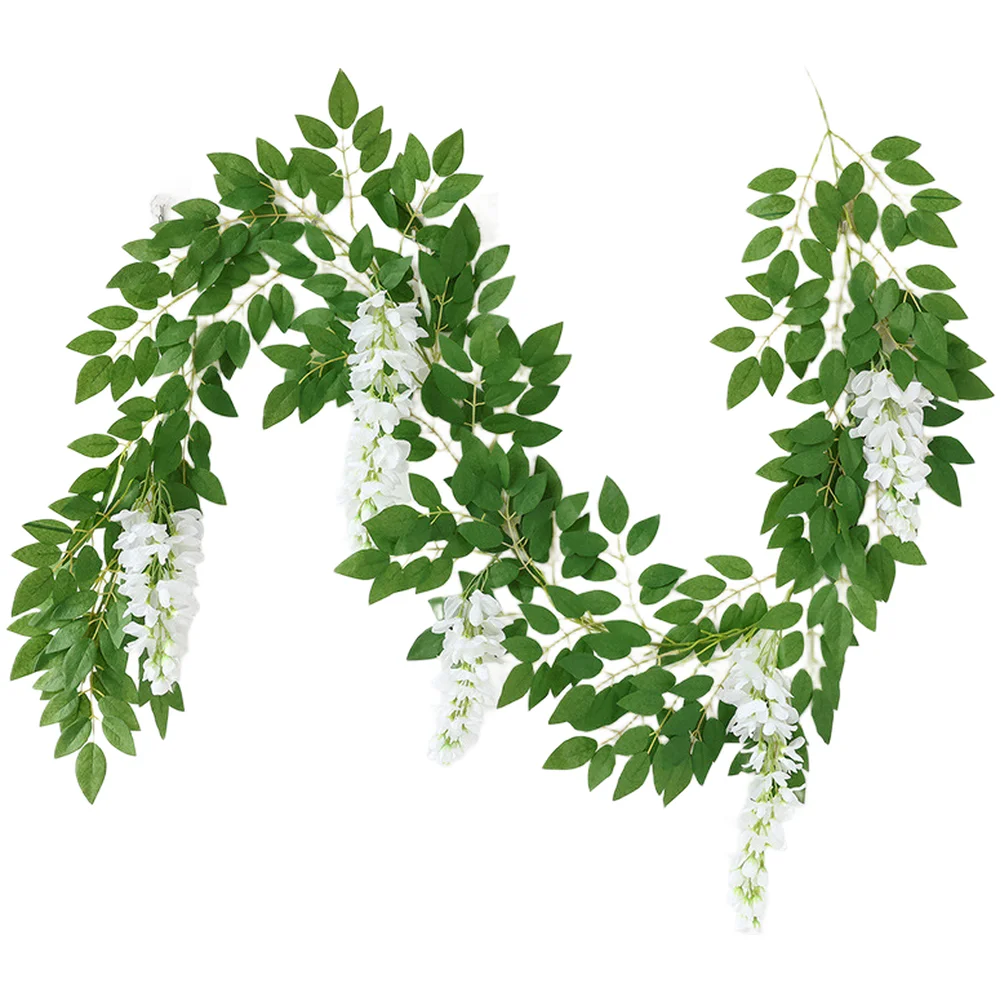1pc 2M Artificial-Wisteria Flower Vine Ceiling Hanging Flower Garland Air Conditioning Pipes Cover Decoration Silk Flowers