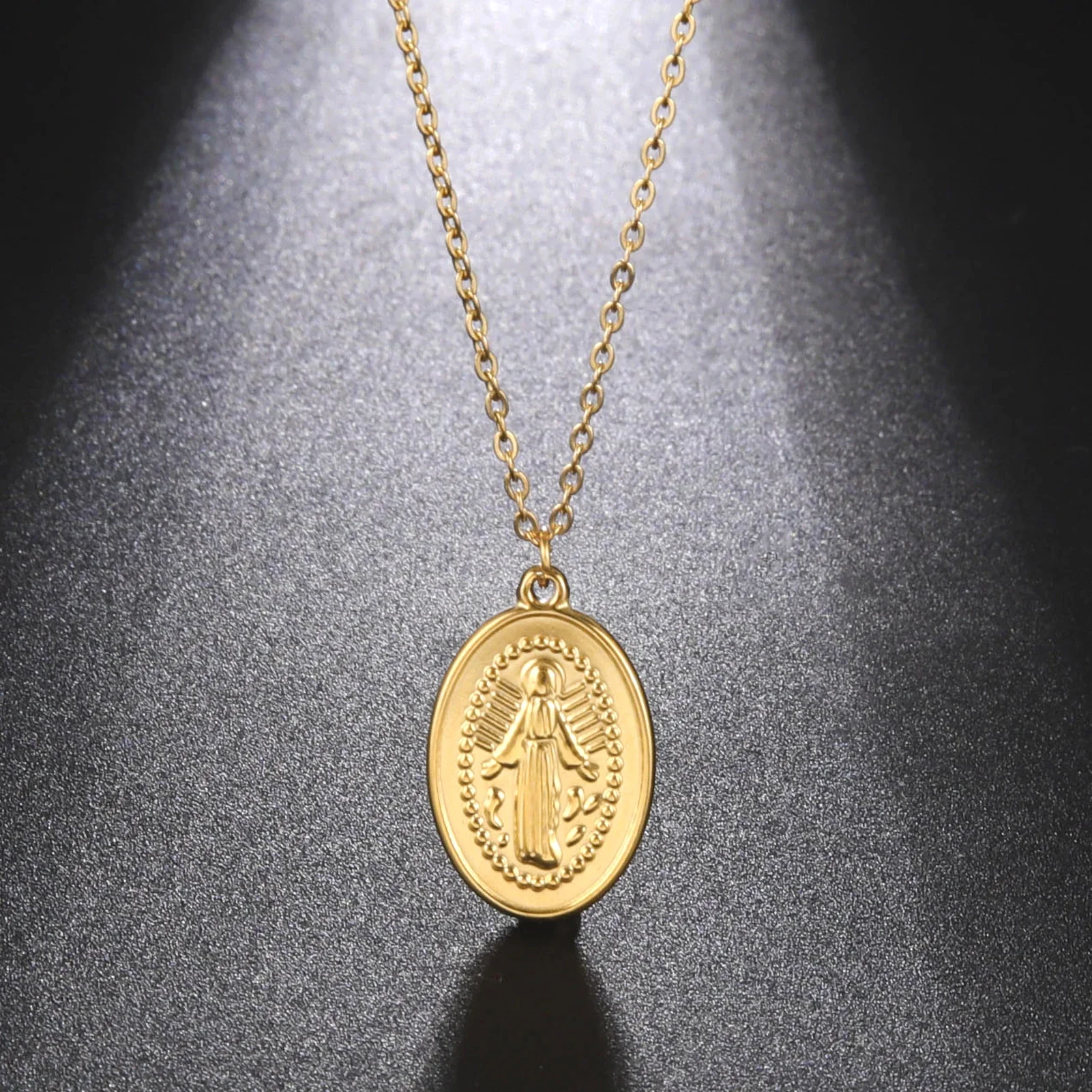 Skyrim مريم العذراء الدينية قلادة قلادة للنساء الفولاذ المقاوم للصدأ أم يسوع القلائد الكاثوليكية المباركة مجوهرات هدية #1