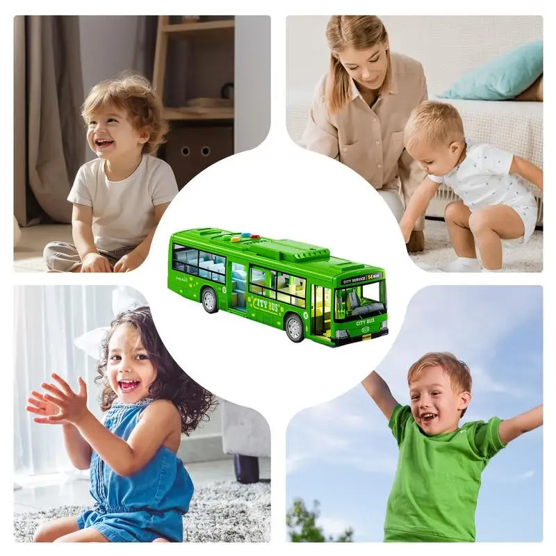 Bus Model Toy Large Bus Roleplay Toy Educational Play Vehicles Toy Battery-Operated Car Model Toy With Music And Light Openable