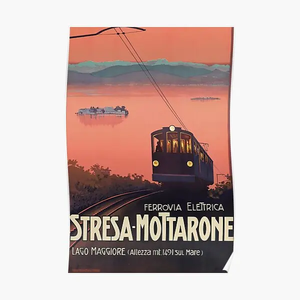 

Постер Stresa Mottarone в ретро стиле, художественная роспись, Современная печать, винтажный смешной настенный постер для комнаты, дома, без рамки