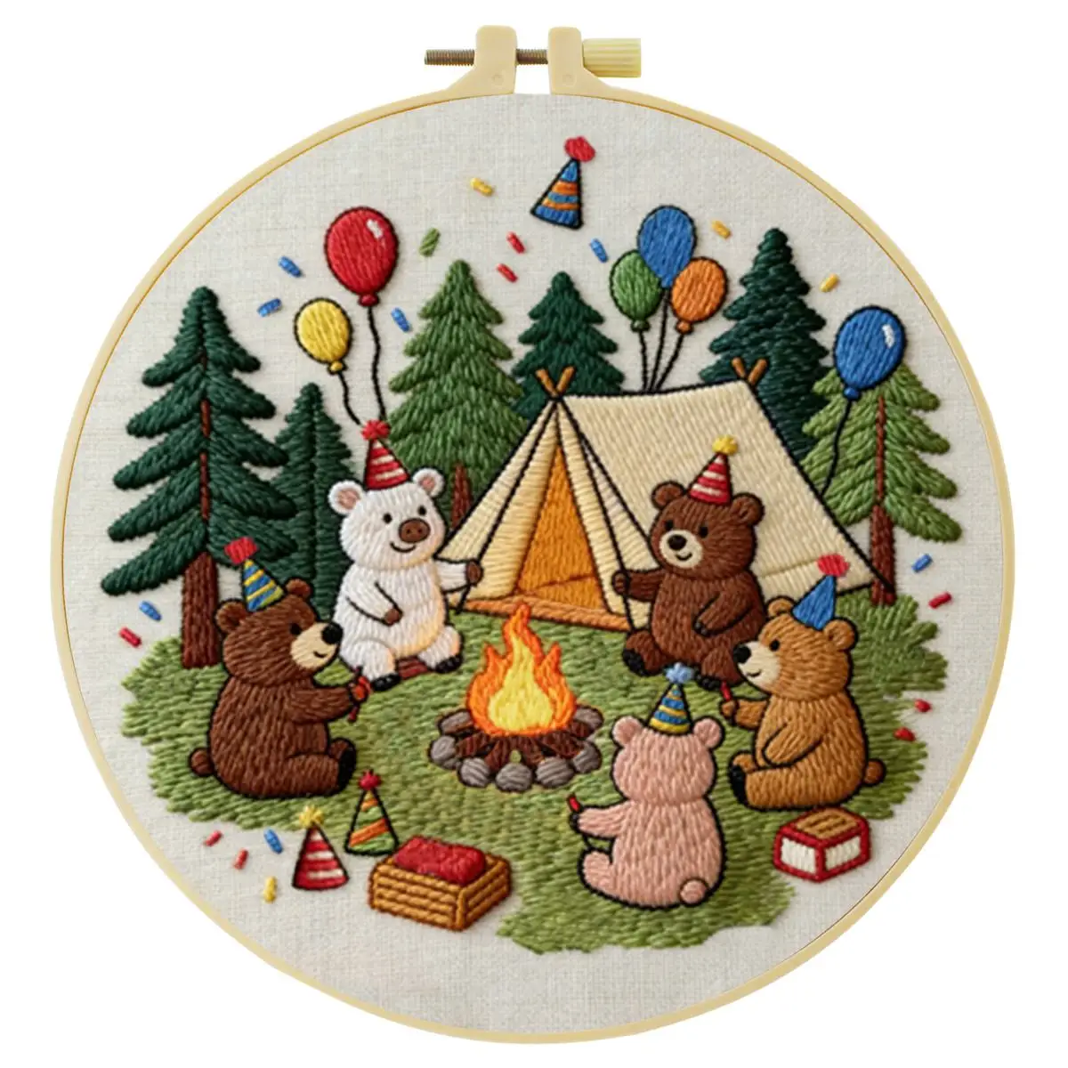 1 Stück 20X20CM/15X15CM 7,87/6,3 Zoll Wald-Stickerei-Starter-Kit DIY-Kit DIY-Stickerei-Set Handarbeiten Malerei – Detail 2