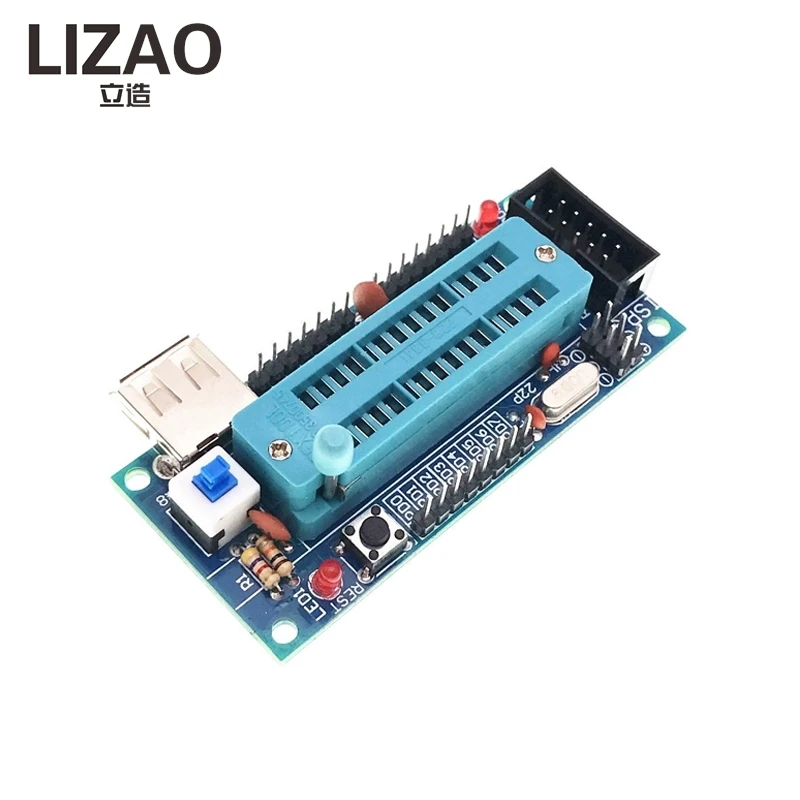 ATmega8/48/88 AVR Minimum System Board Kit, DIY Development Board with ZIF Socket & Components