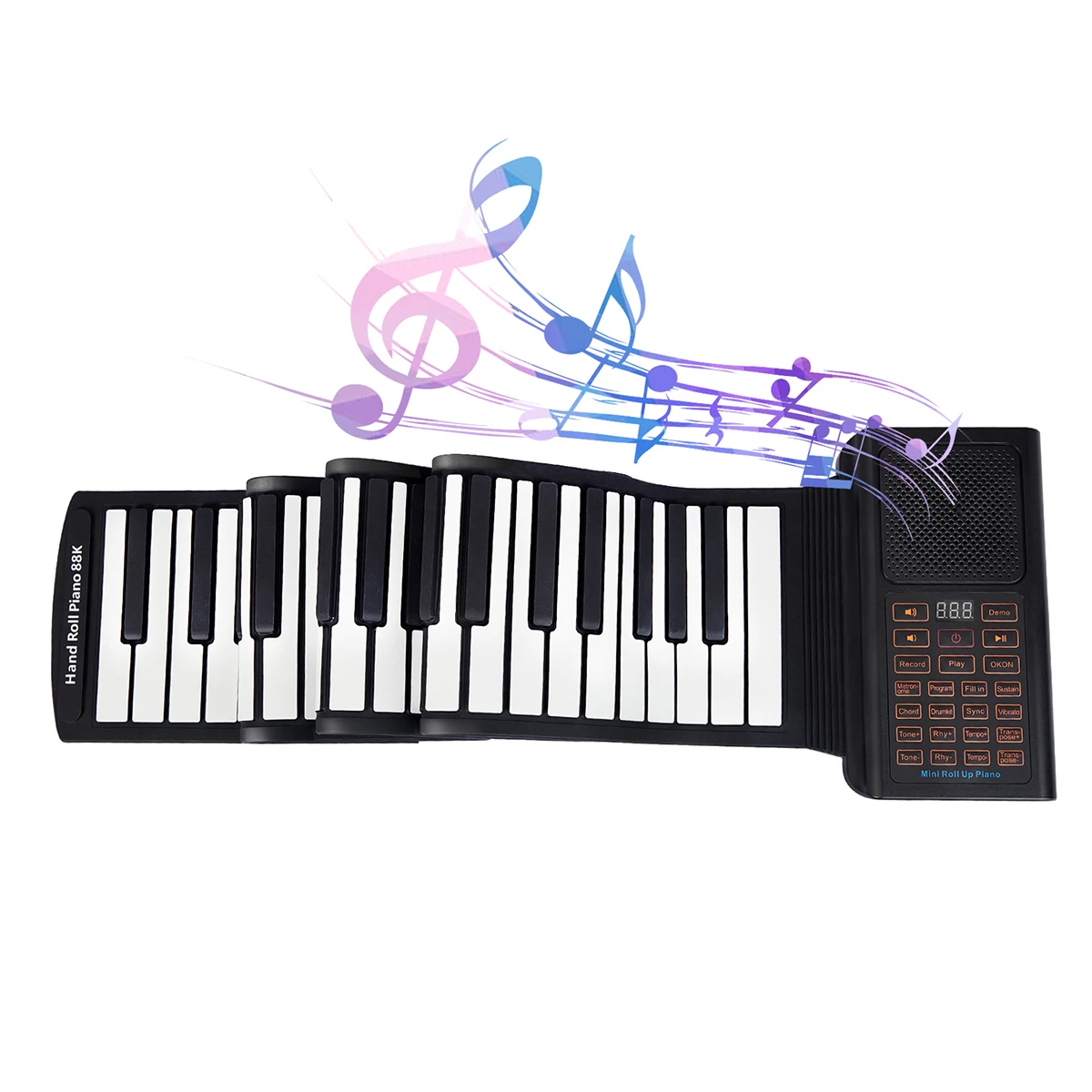 Portable Hand-rolled Piano with Trumpet 88 Keys Foldable Piano Beginner-Friendly Music Teaching Birthday Gift