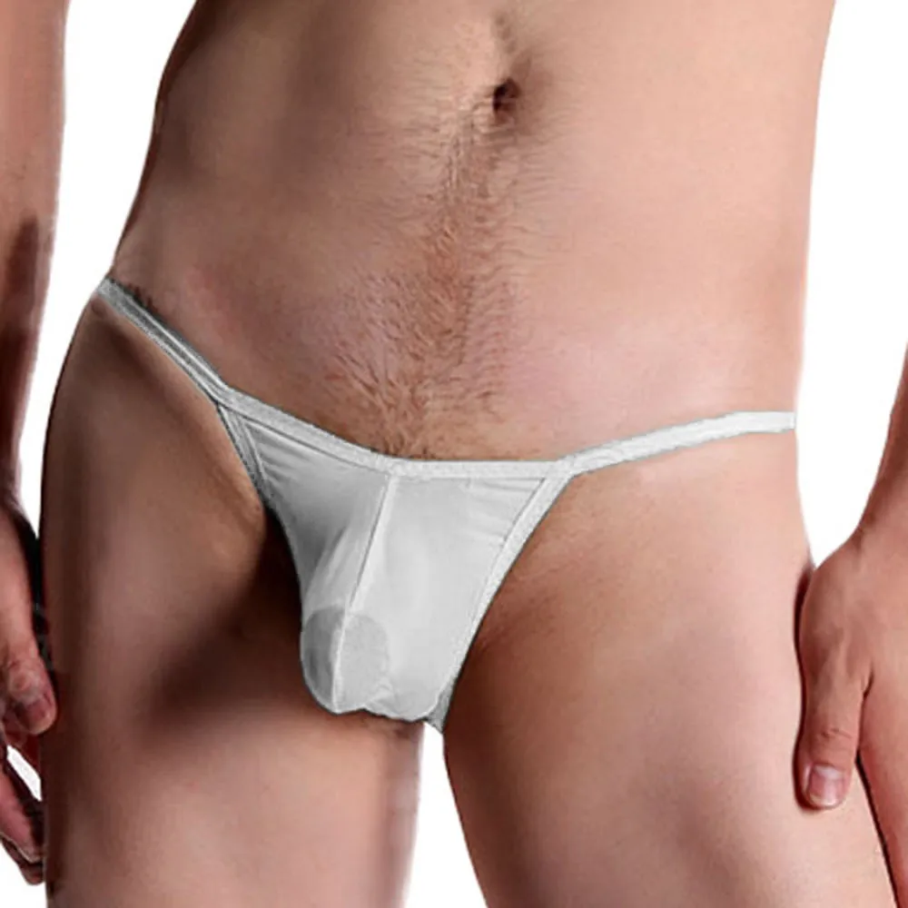 Sexy Tanga De Seda De Gelo Dos Homens, Bulge Pouch Bikini, T-back G-String Underwear