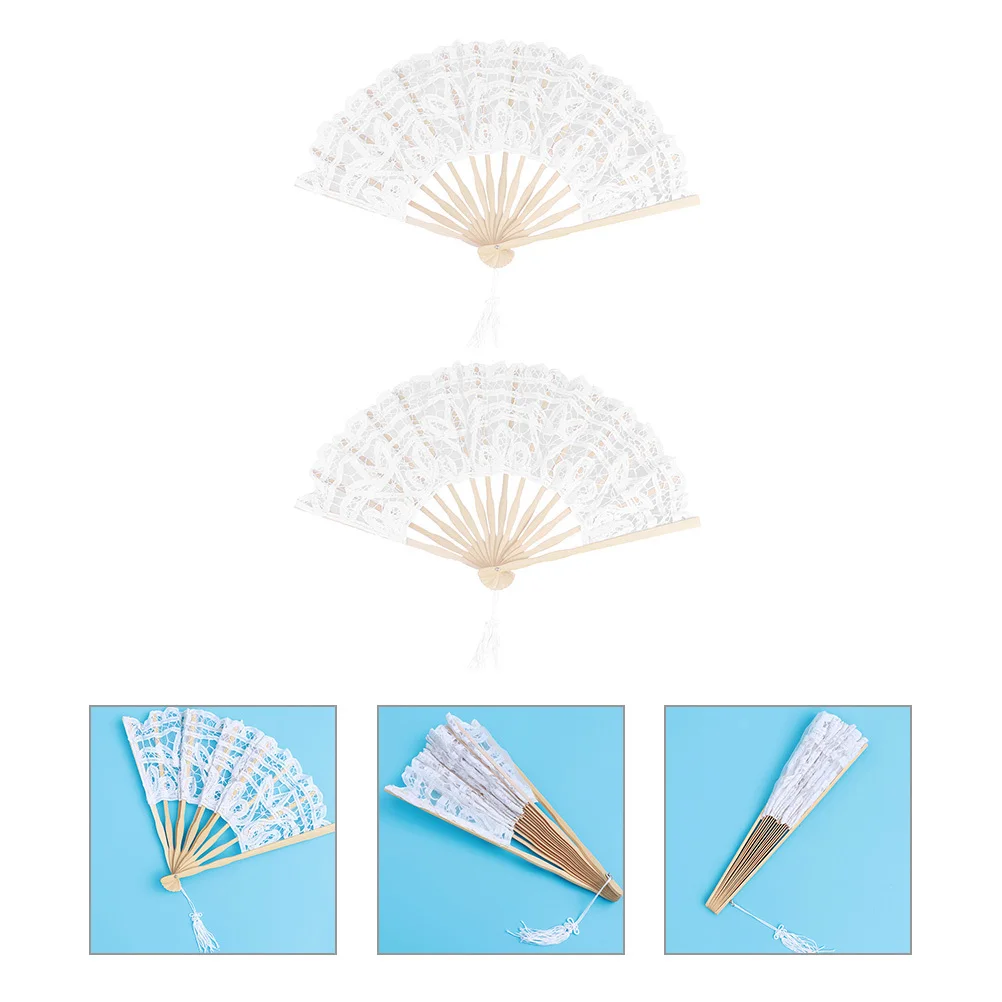 

2Pcs Vintage Folding Fan Beautiful Tassel Lightweight Portable Hand Fan Summer Travel Fans Handheld Hand Fans for Women Foldable