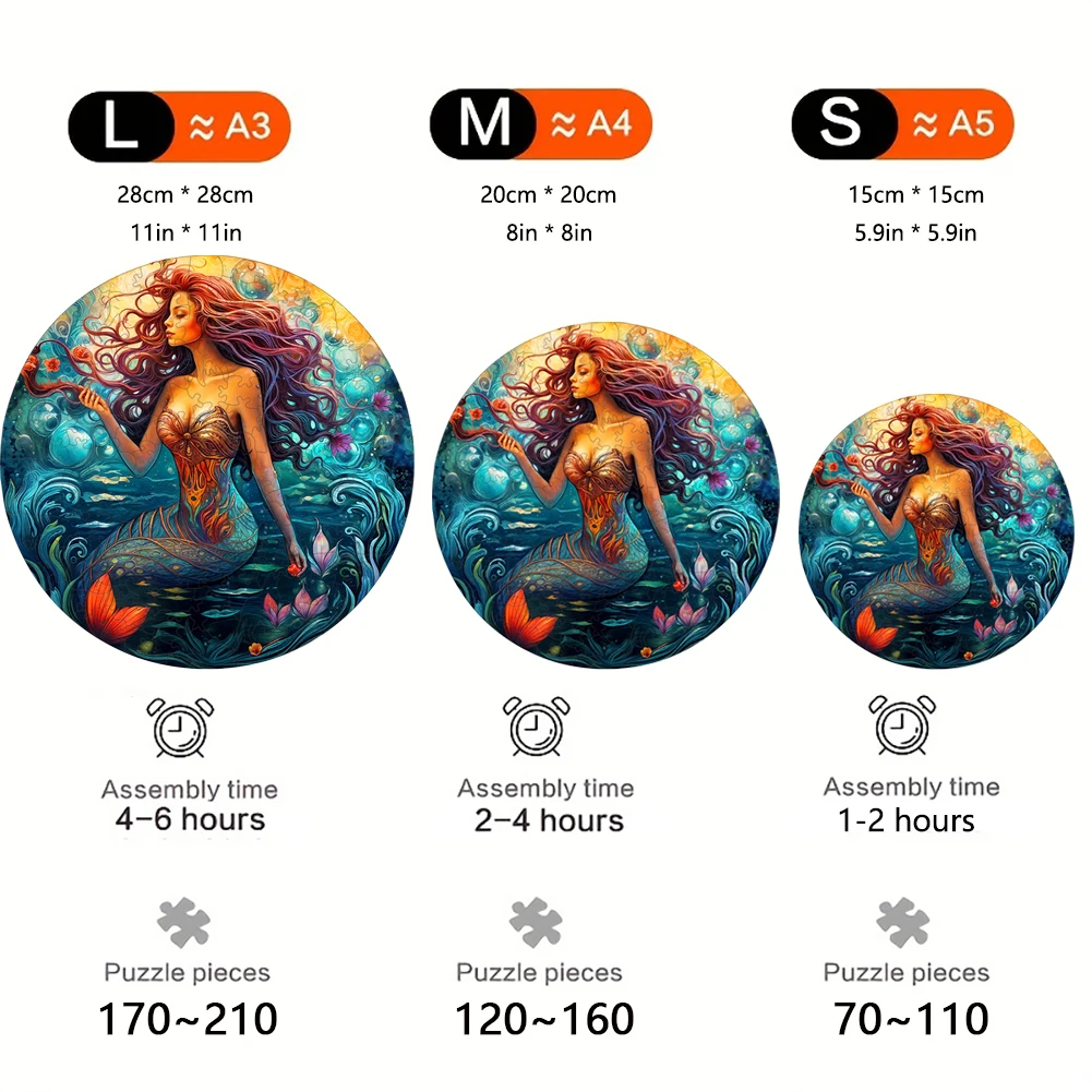 Mermaid Wooden Puzzle DIY Crafts Children Toy Jigsaw Puzzles For Adults Adult Wood Puzzle Children Toys Hobby Learning Education