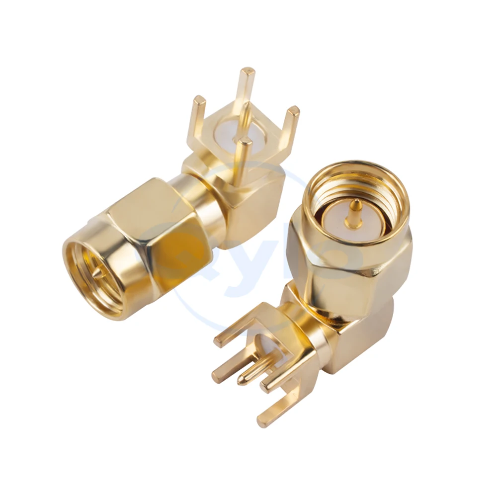 SMA-JWE Internal Thread, Internal Pin, Angled Male RF Connector PCB Panel Mount Female Receptacle (1 pcs)