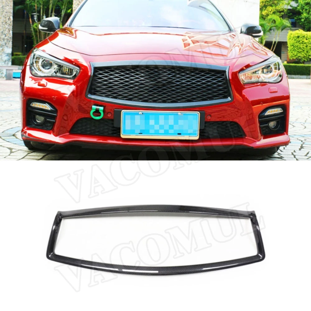 

VACOMUL Carbon Fiber / ABS Car Front Mesh Trim Cover for Infiniti Q50 Sedan 4 Door 2014-2020 Grill Outline Moulding Trim Frame