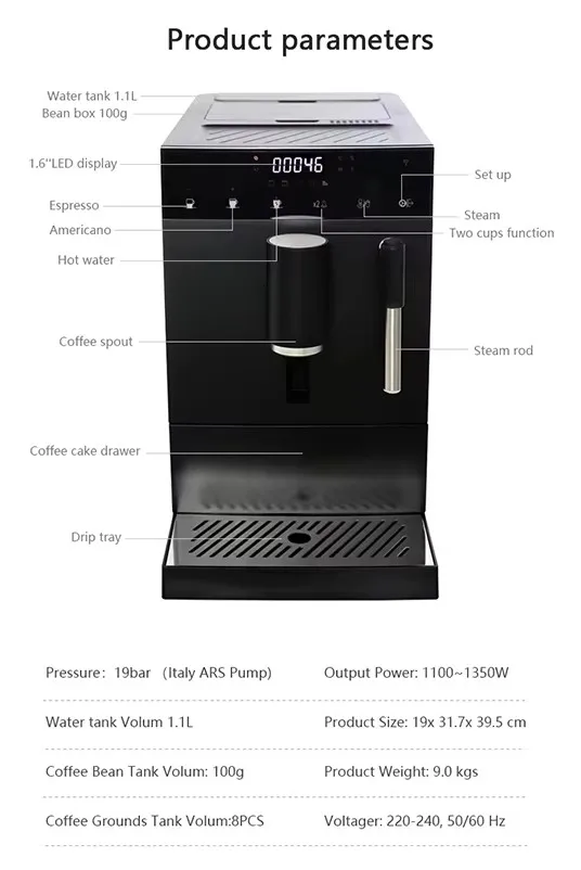 Professional Smart Home Milk Cappuccino Latte Espresso Machine Fully Automatic Coffee Maker Machine