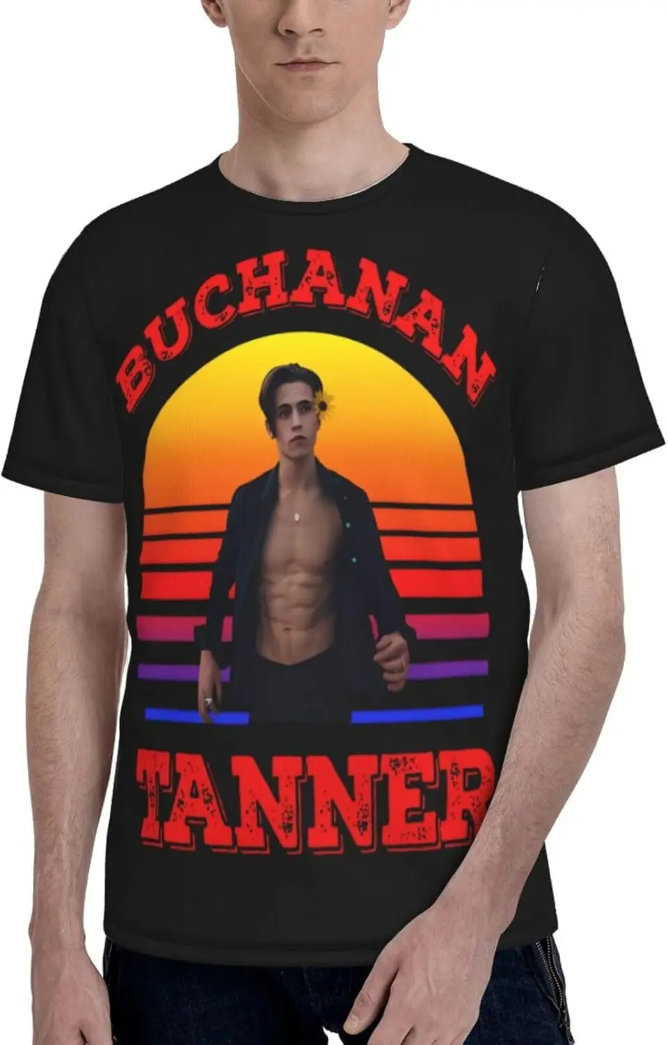 

Tanner Buchanan T Shirts Men'S Summer Print Short Sleeve Tee Classic O-Neck Tops