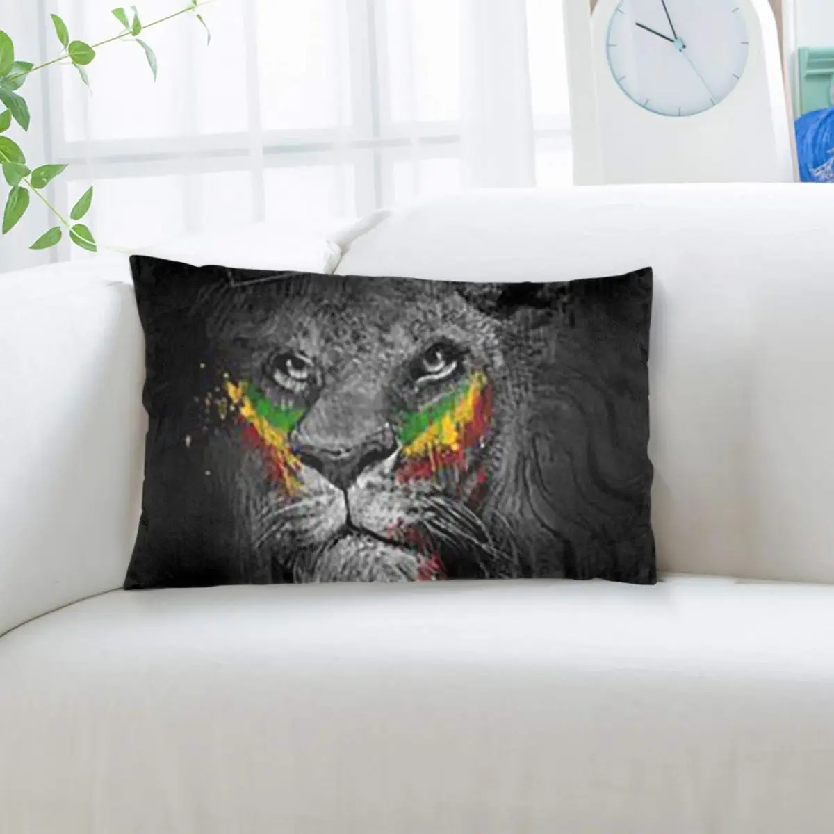 Rastafarian Amaiquina Reggae Rasta Lion Street Skullies Rectangle Pillowcase Cushion Cover Decor Bedroom Bed Home  Throw Pillow