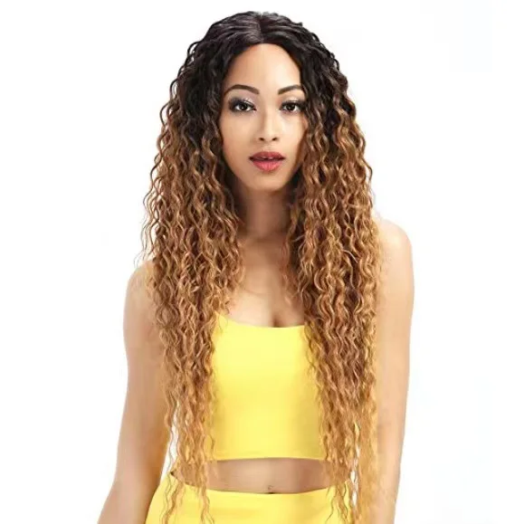 New Women's Wig Brown Gradient Rose Mesh High Temperature Silk Chemical Fiber African Long Curly Hair blonde wig  wave wig