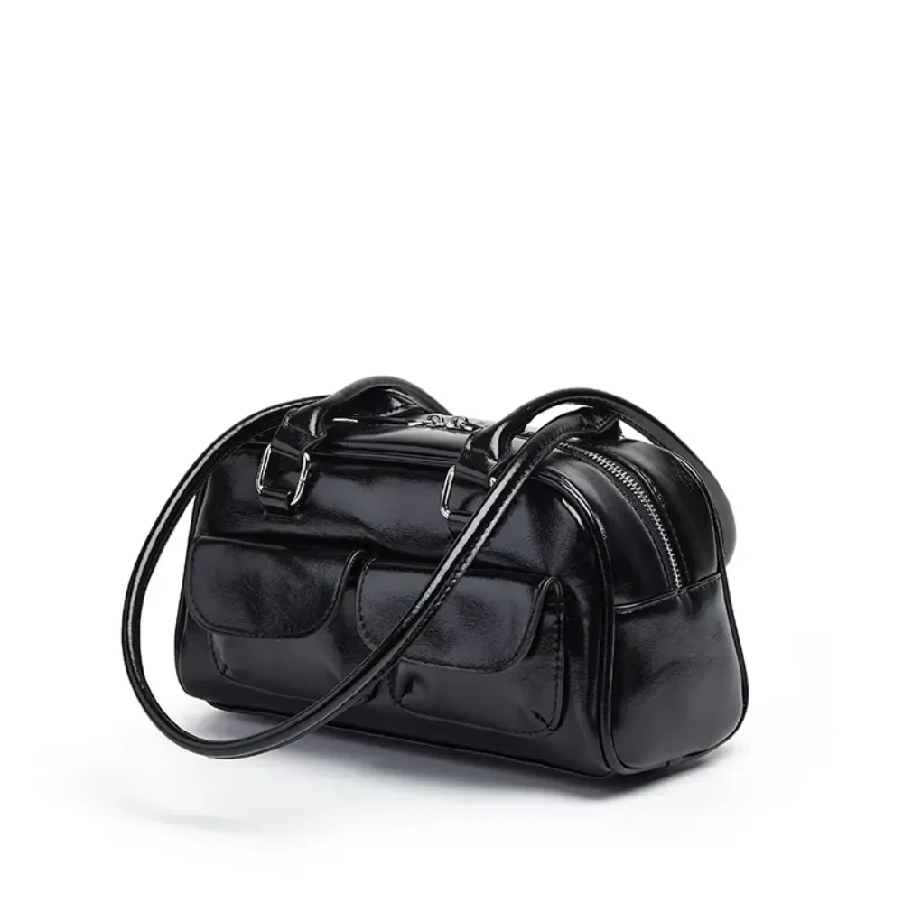 Bolso de bolos para mujer 20246, bolso Boston de diseño original, bolso de hombro tipo tote, bolso de mano de cuero sintético de estilo retro para el uso diario.