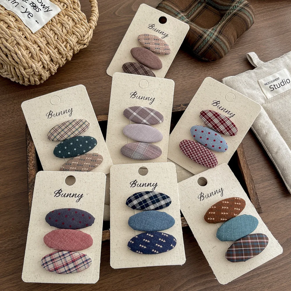 

3 шт., тканевая заколка в горошек, BB-зажим, корейская челка, боковая заколка, заколка для волос, детские головные уборы, детские аксессуары для волос