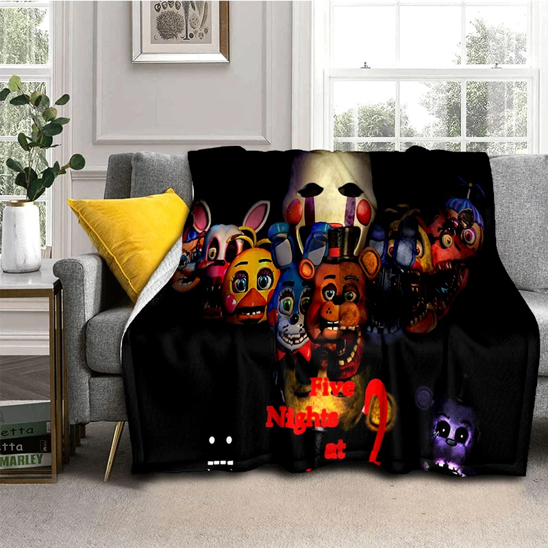 Horrorspiel F-FNAF Freddy Movie Flanelldecke, weiche, warme Überwurfdecke für Schlafzimmer, Wohnzimmer, Bett, Reisen, Camping, Picknick, Geschenk