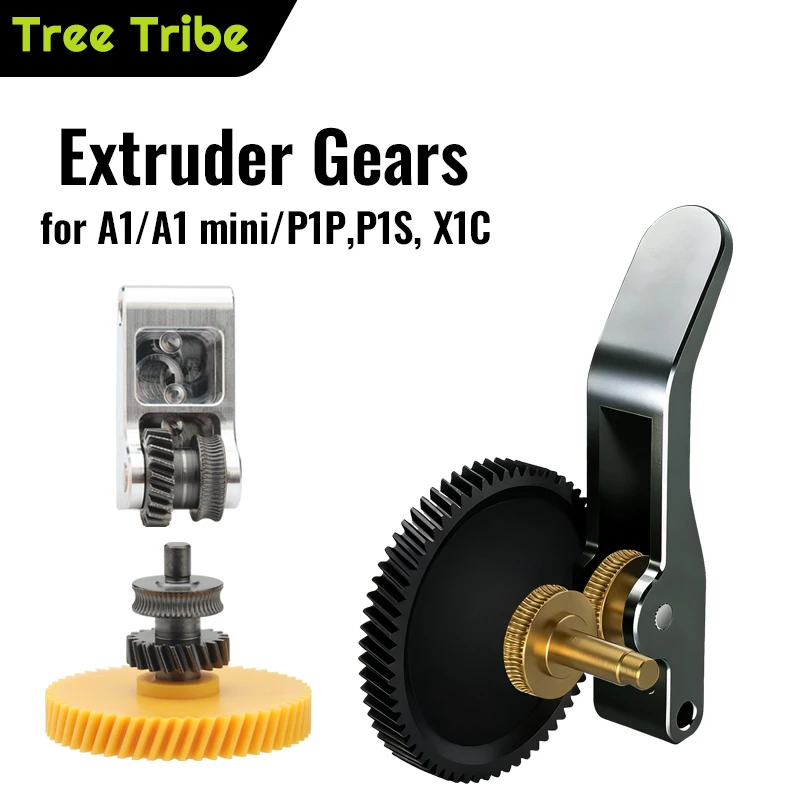Tree Tribe Gear Machine Gear Upgraded Nano-Coated Hydrophobic Steel Helical Gear CNC Insert for BambuLab P1 X1 A1 3D Printer