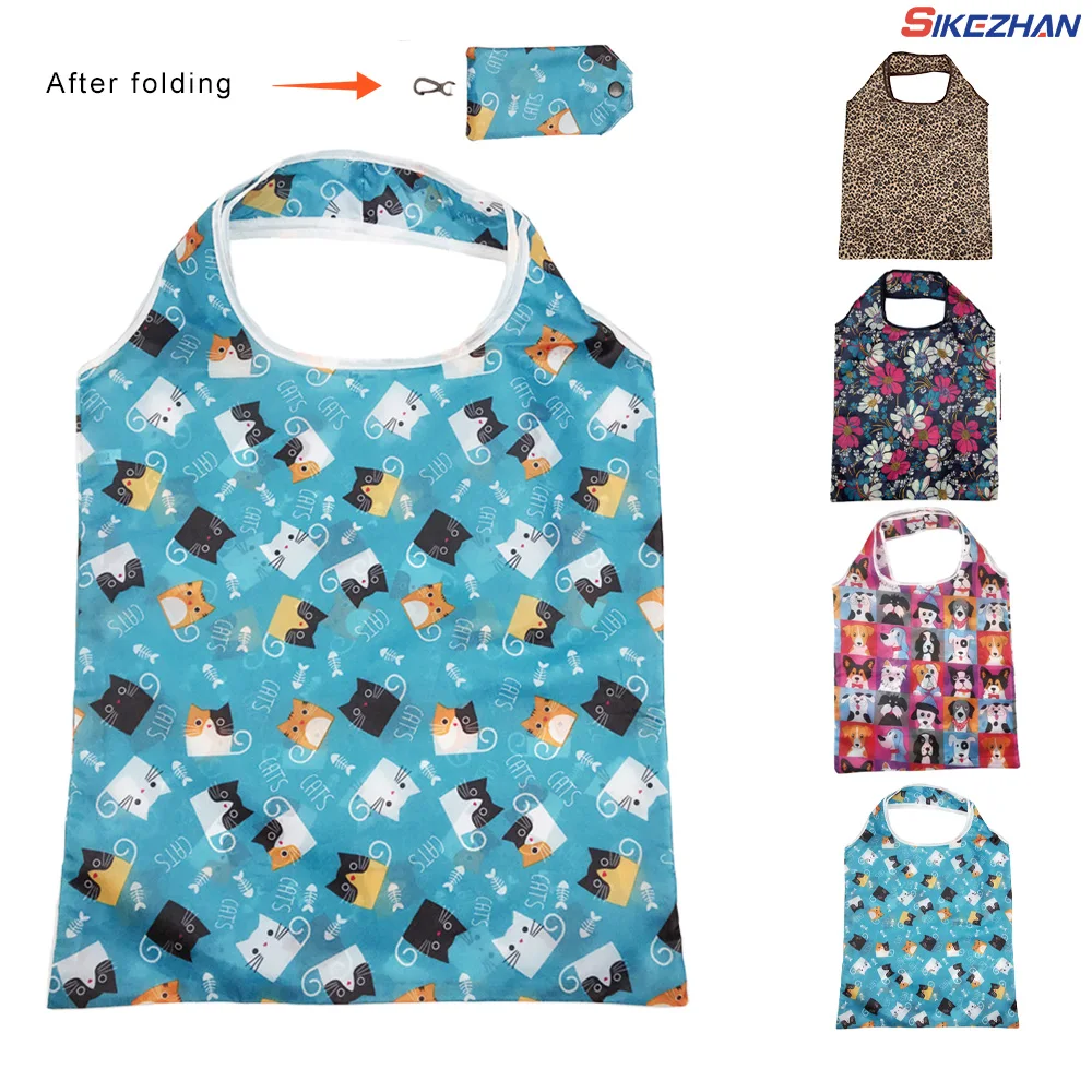 Reusable Shopping Bag Nylon Foldable Grocery Bag Creative Eco-Friendly Tote Bag Lightweight and Durable