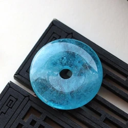 Genuine Natural Blue Aquamarine Donut Pendant Aquamarine Brazil Women Aquamarine Round Gemstone Water Drop Jewelry AAAAAA