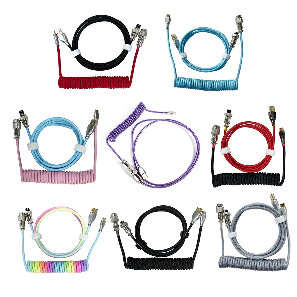 

USB Spiral Data Cable Basic Model Computer Mechanical Keyboard Type-C Aviator Cable Spring Aviation Coil Cord