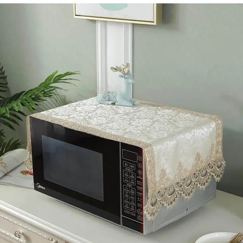 Elegant Lace Microwave Oven Cover European Style Kitchen Baking Oven Cover Dustproof Home Use Fabric Shield for Microwaves