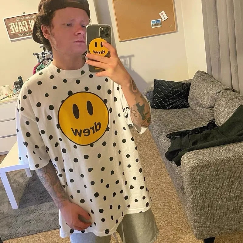 Drew House Hot Sale Mens Clothing Print Logo T Shirt Men's and Women's Printed Loose Short Sleeve T-Shirt Ropa Hombre