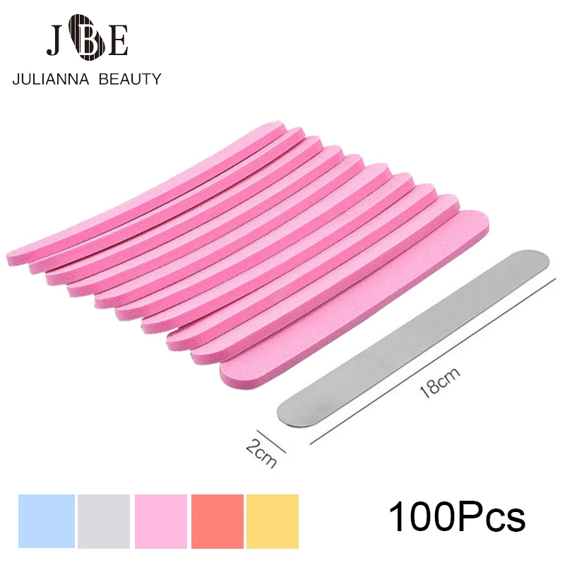 100pcs/lot Double Side Nail files Replaceable 100#180#Trimmer  lime a ongle Nail Art Tools Washable Buffing Sanding File Sponge