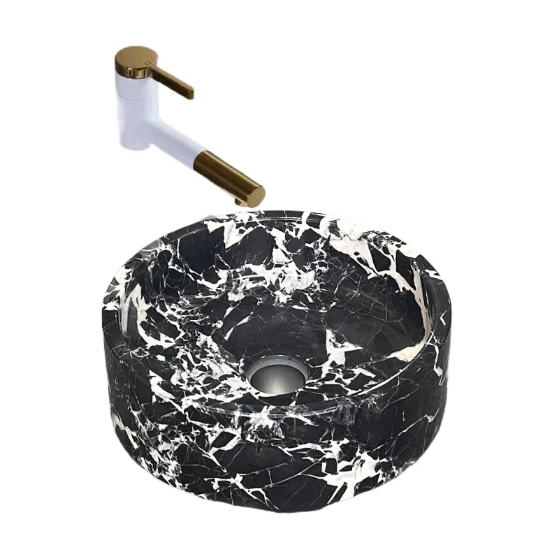 

Customized natural fragrant snow plum panda snowflake jazz white marble Bulgari washbasin