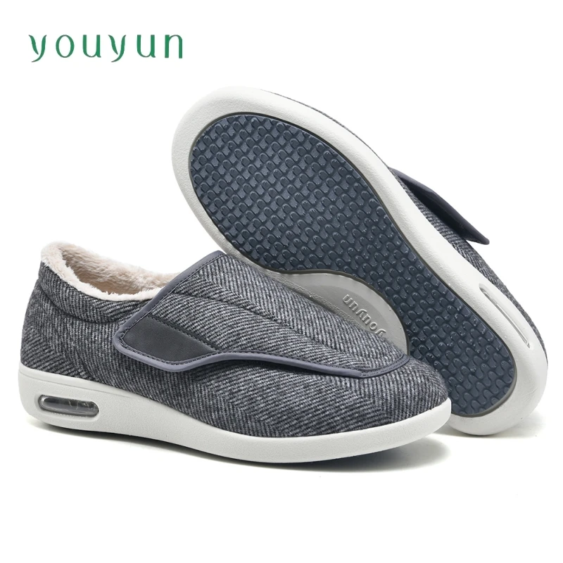 Warm walking elderly shoes anti slip thumb outing foot swelling dad's shoes adjustable comfortable skin friendly sports shoes