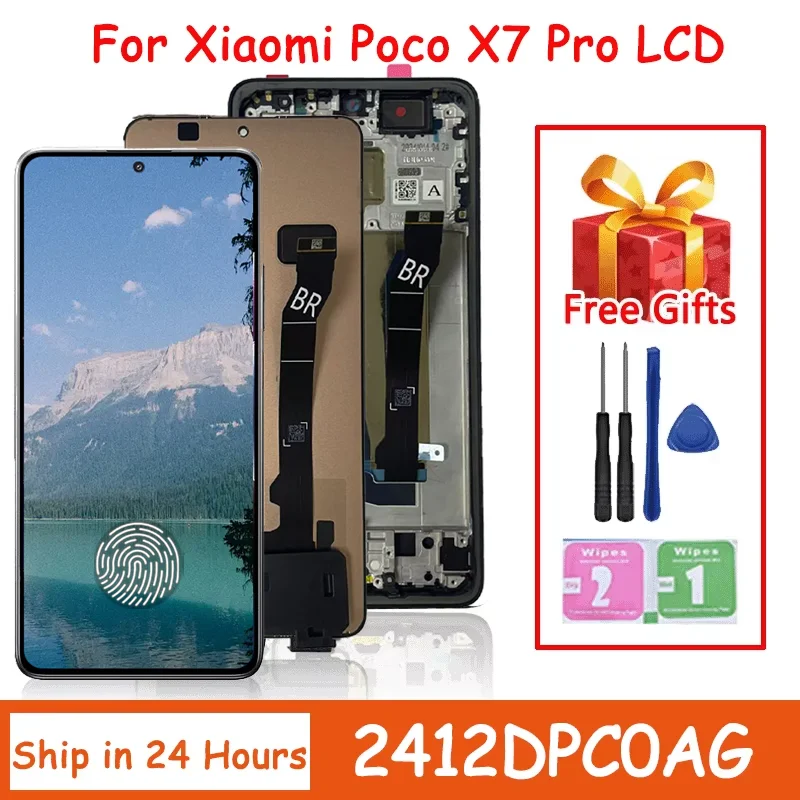 667インチ「xiaomi-poco-x7-pro用、新品のlcdディスプレイおよびタッチスクリーン部品。xiaomi-poco-x-7-pro-2412dpc0ag用、ディスプレイ交換用」
