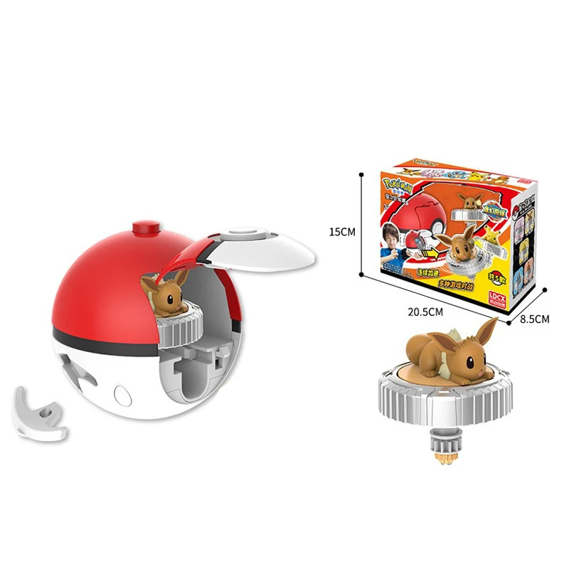 Auténtico Pokemon Pokeball Pikachu CHARMANDER SQUIRTLE EEVEE MEW modelo muñeca colgante superior giratorio juguete para niños regalo de Navidad
