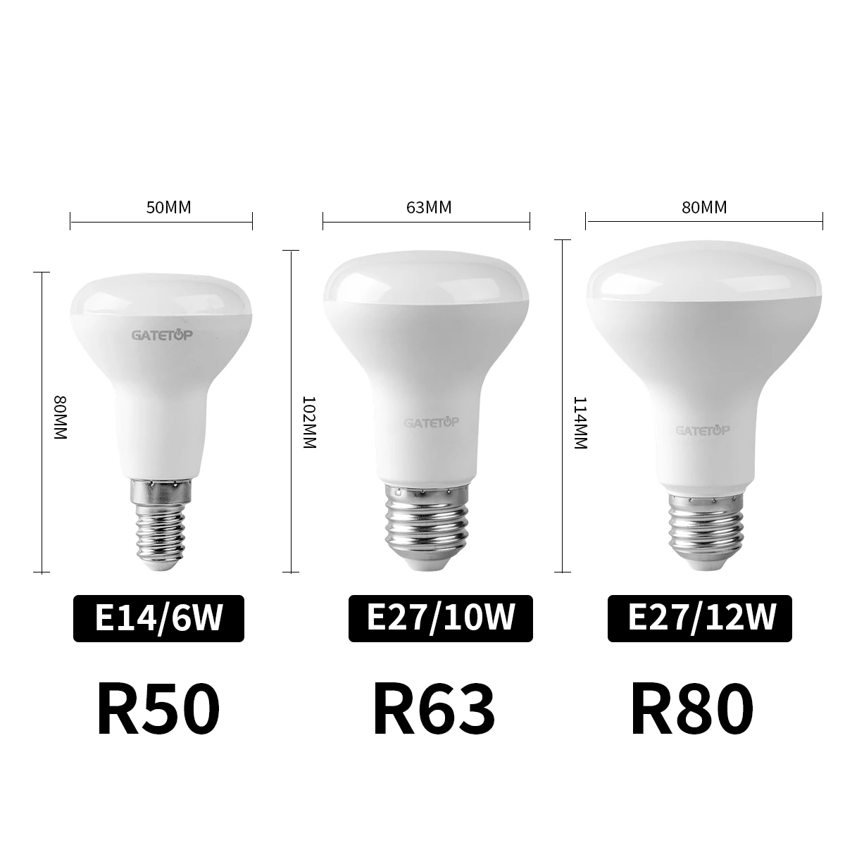 1-10Pcs LED Bulb R50 R63 R80 220V 6W 10W 12W E27/E14 Bath Lamp Mushroom Bulb Non Strobe Warm White Light In Line with ERP2.0