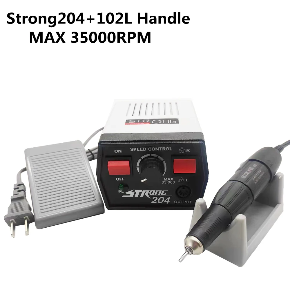 

65W Strong 204 Micromotor 35000RPM Strong 102L Electric Nail Drill Handpiece For Polish Pedicure Manicure Machine Equipment