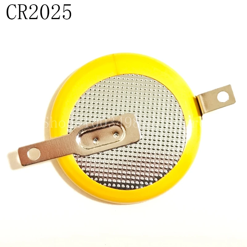 2PCS/LOT CR2025 With Pins Battery 2025 Lithium Battery 3V 180-degree Solder Hole Tab Button Cell Batteries