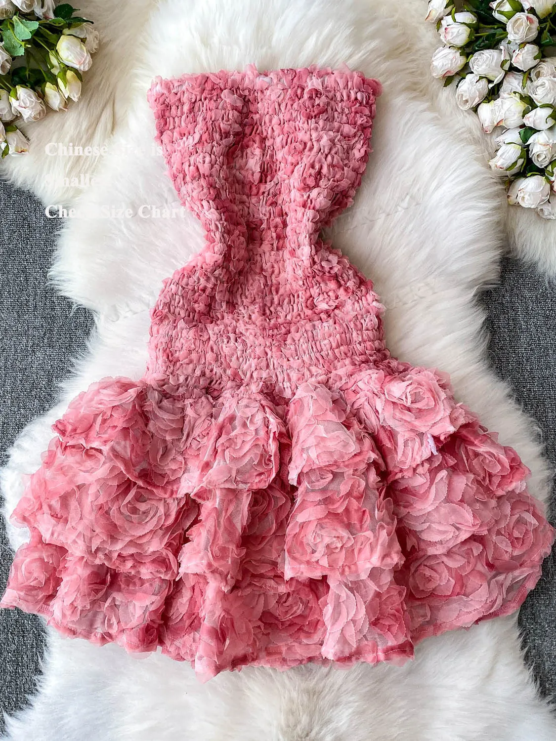 ฤดูร้อนTulleหรูหราชุดราตรีอย่างเป็นทางการผู้หญิงวันเกิดชุดเค้กสั้นสาวหวานเจ้าหญิง 3Dดอกไม้พรหมมินิVestido