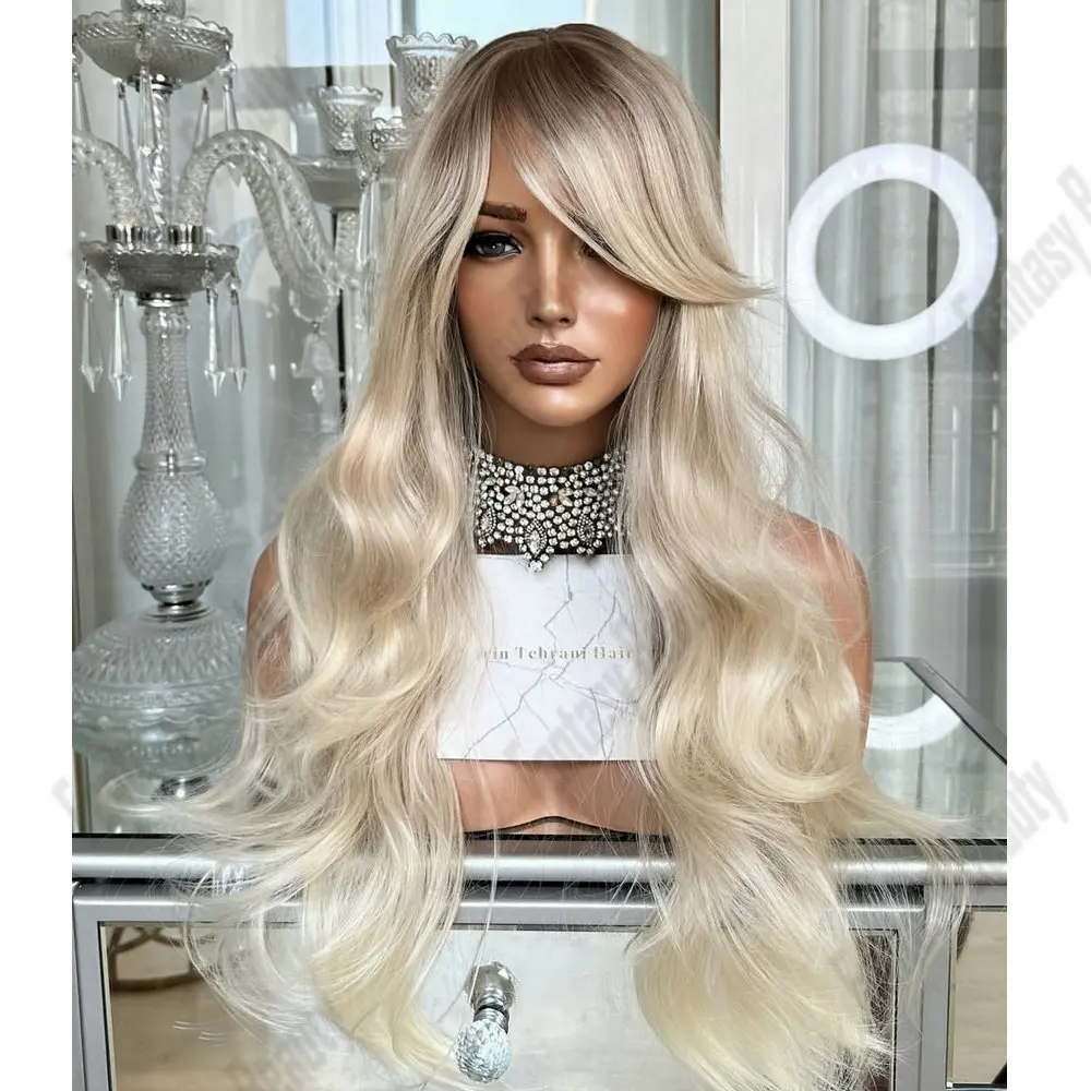 الدانتيل الشفاف الستار الانفجارات 13x6 الدانتيل شعر مستعار أمامي شعر الإنسان للنساء شقراء داكنة الجذر البلاتين شقراء أومبير كامل الدانتيل الباروكات