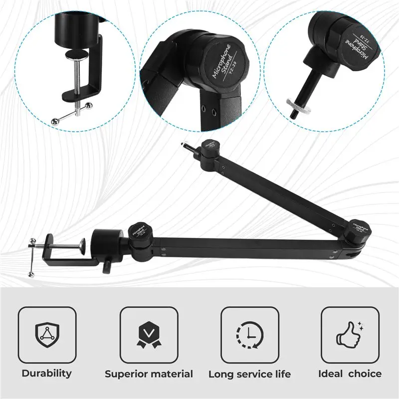AT82-Scissor Stand Microphone Suspension Boom Foldable Recording Microphone Holder