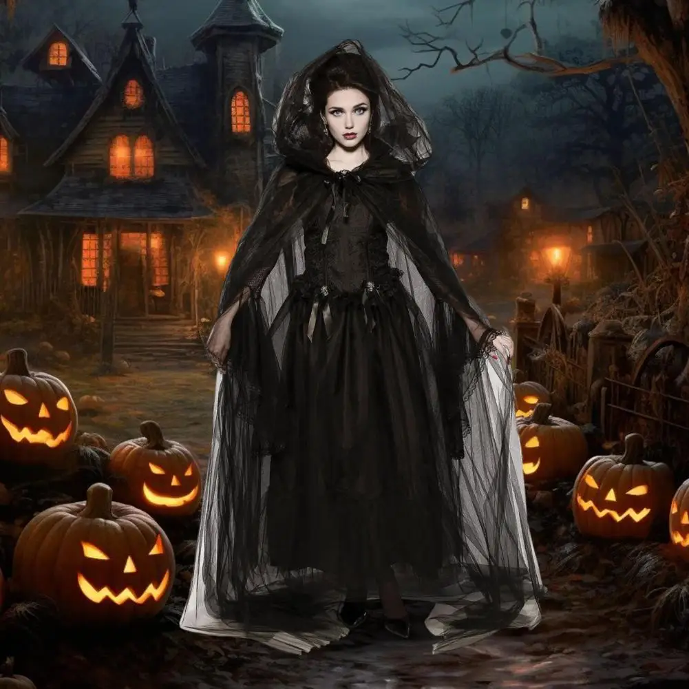 

Плащ на Хэллоуин, костюм с привидениями, плащ, костюм для косплея на Хэллоуин, плащ для взрослых, прозрачная накидка полной длины с для взрослых