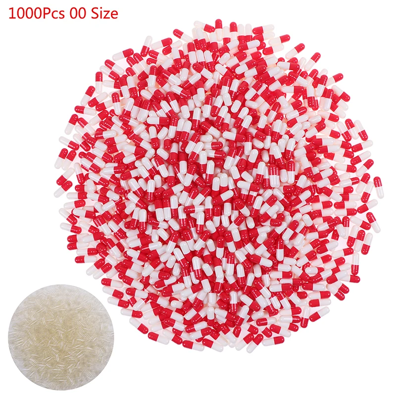 1000Pcs Empty Hard Vacant Gelatin Capsule Size 00# Gel For Medicine Storage Used For Pill Supplement Storage