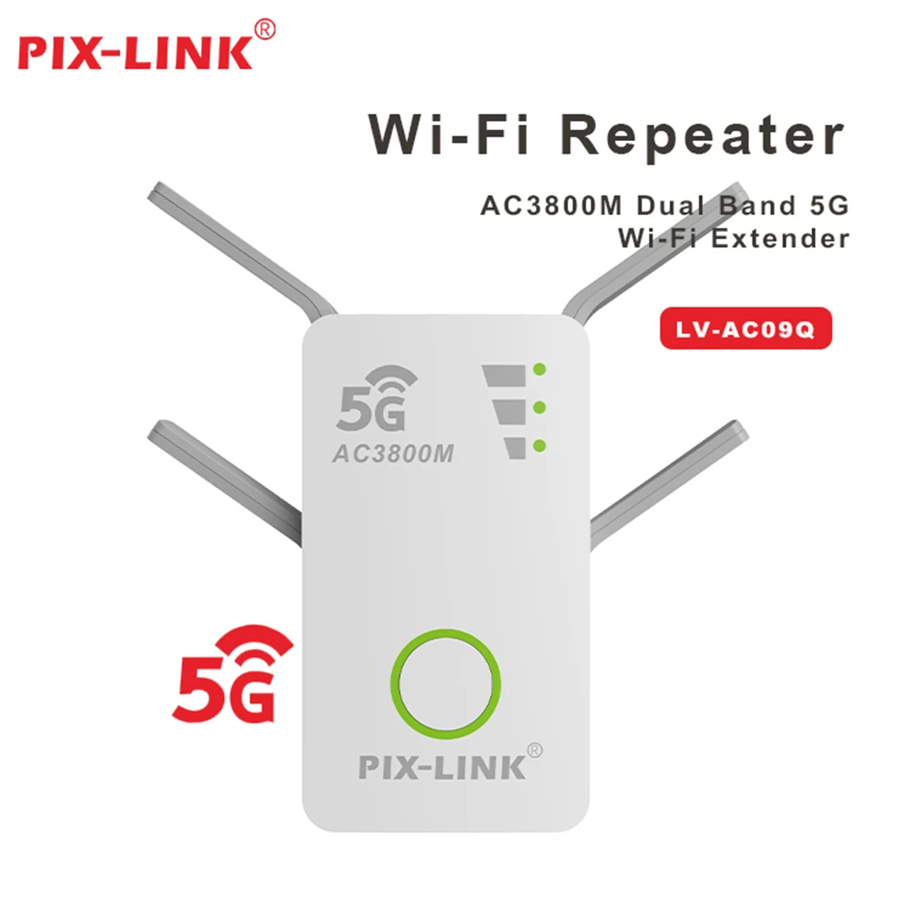 

PIX-LINK AC3800M Беспроводной повторитель Wi-Fi-маршрутизатор Удлинитель 4 антенны Настенный прочный Wi-Fi усилитель 5 г Удлинитель диапазона Wi-Fi
